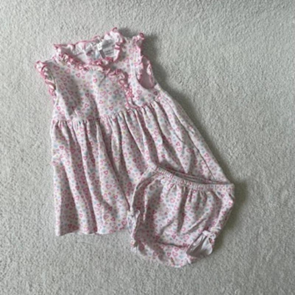 Kissy Kissy Hearts 0-3 Dress & Bloomers